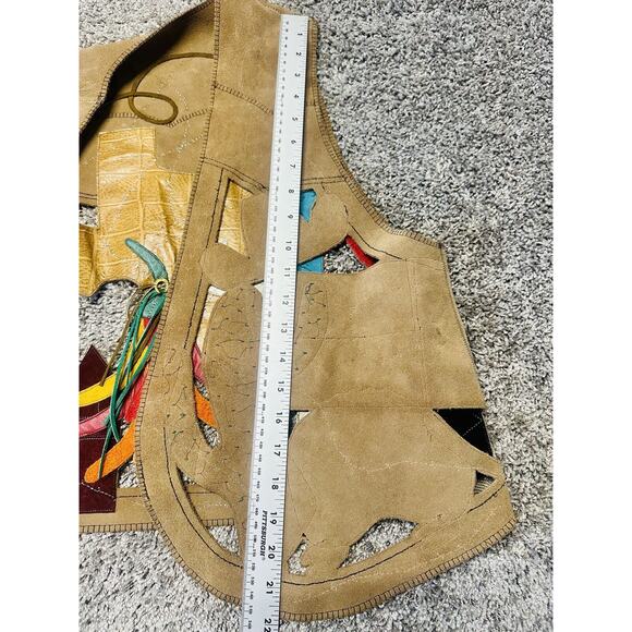 RARE Custom Leather Applique Texas Scenic Suede Vest Lifestyle Texan Cowboy - Picture 14 of 14